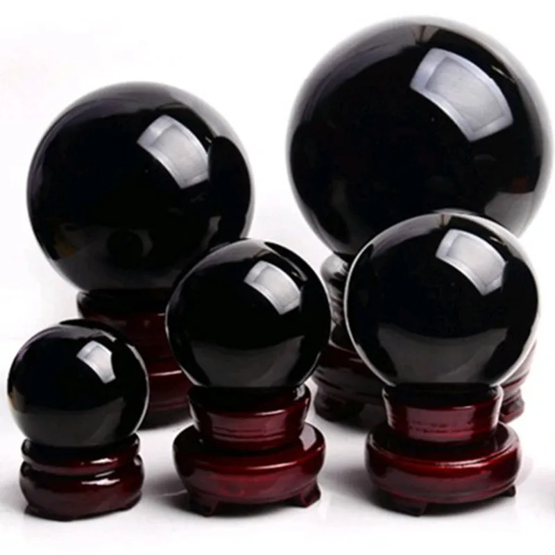 70-200mm Mineral Heal Obsidian Crystal Ball for Fengshui Ball Meditation Crystal Healing Divination Sphere Home Decor with Base