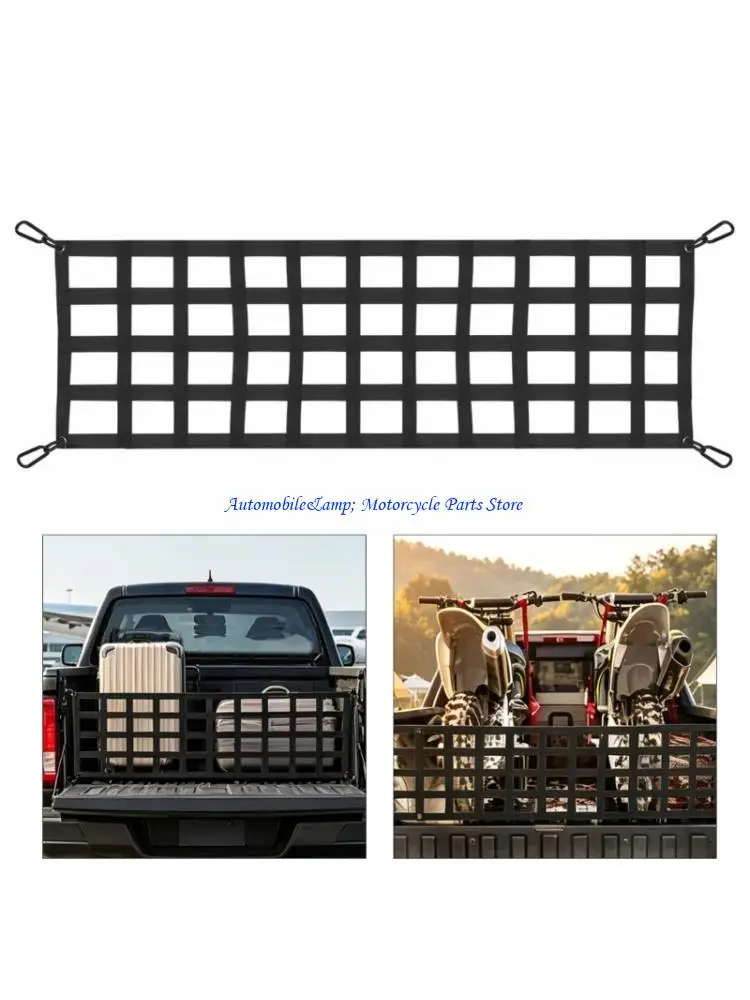 H7BD Sturdy 60X18 Inch TPE Component Truck Tailgate Mesh Net with Tension Support Simple Installs for Hauling Bikes & Kayaks