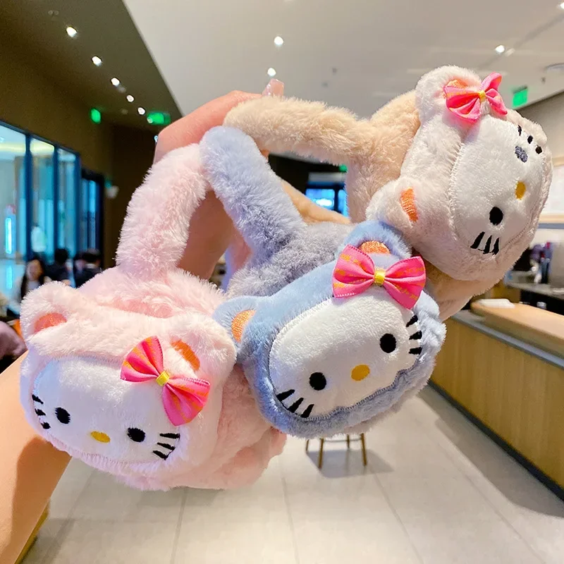 Sanrio Hello Kitty kids Earmuffs  Girl Baby Cute Cartoon Ear Warmth Autumn And Winter Warm Windproof Plush Ear Protection Bag