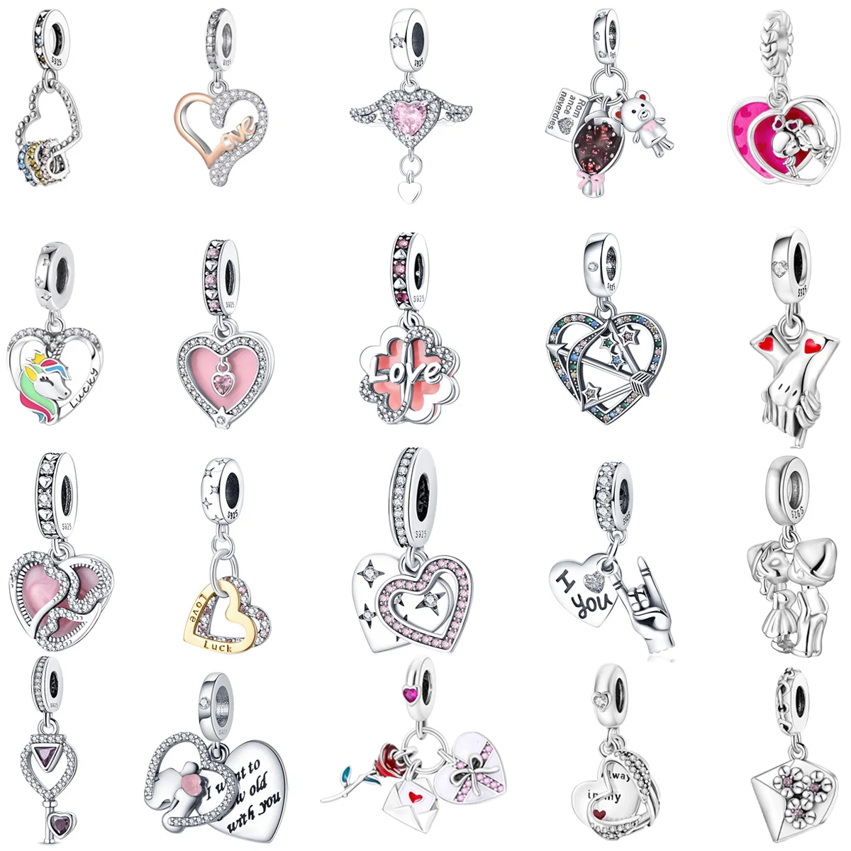 

Original 925 Charms Sterling Silver Couple Love Palm Heart Valentine's Day Pendant for Pandora DIY Bracelet Ladies Jewelry Gift