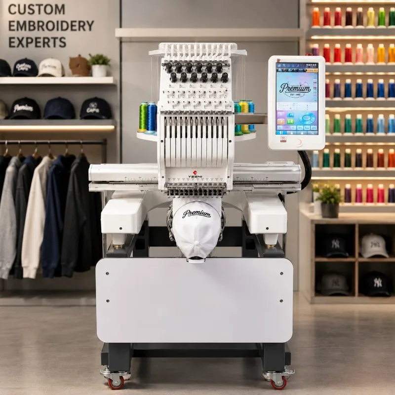 Embroidery Machine Automatic Double Head 12 Needle Customized Garment Cap Flat Fabric Sewing Use Textile Use