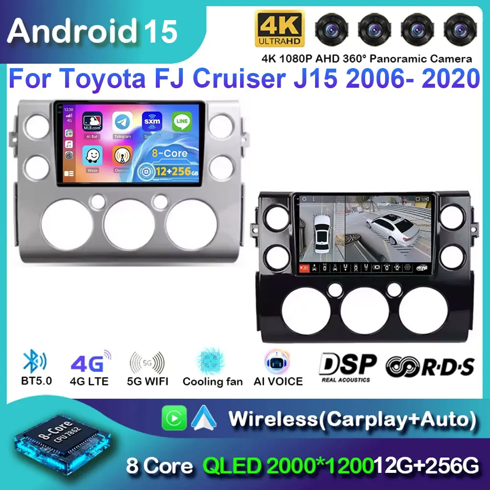 

Android 15 для Toyota FJ Cruiser J15 2006 2007 2008-2020 Автомобильный радиоприемник Мультимедийный плеер GPS-навигация Carplay Auto WIFI 4G DSP