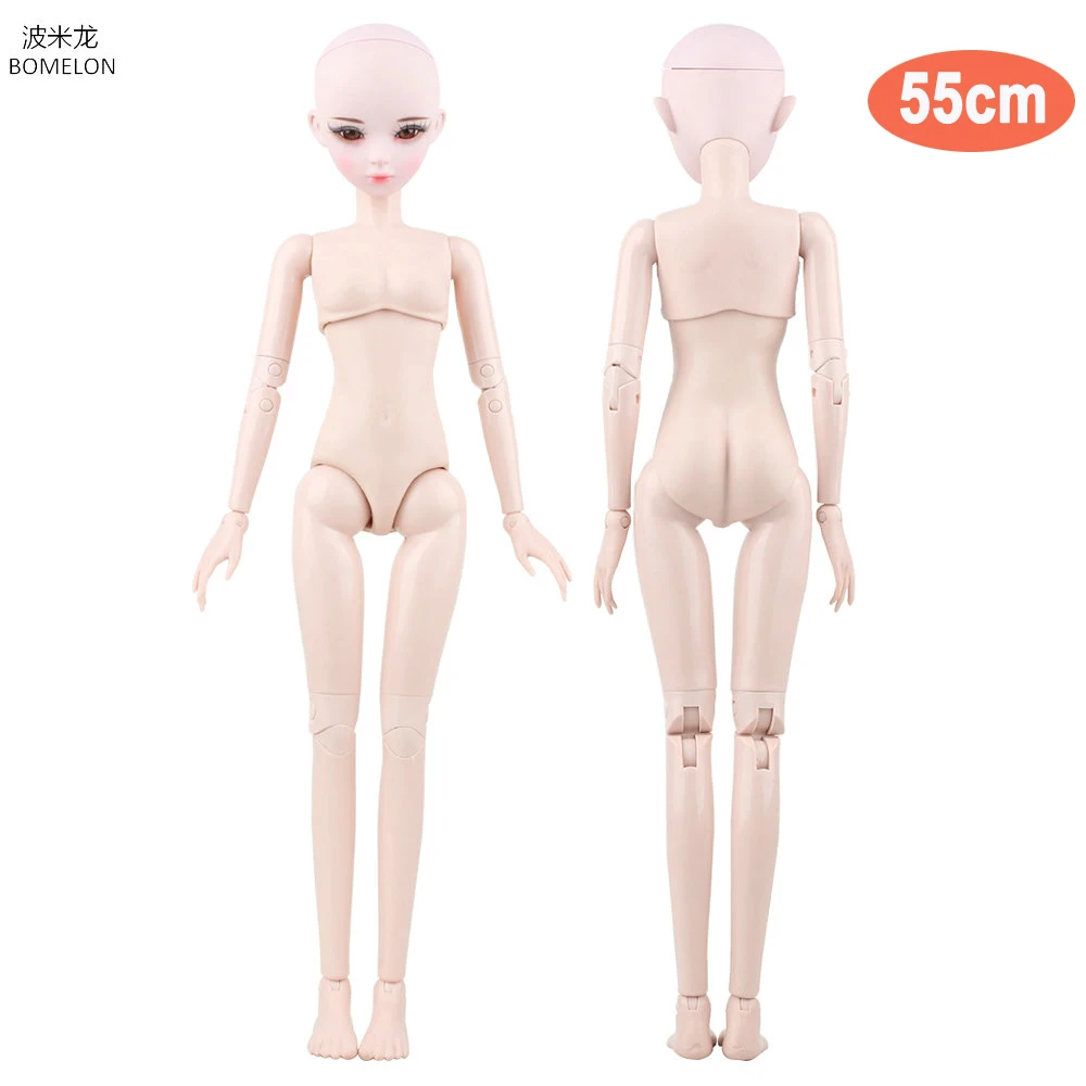 55CM Girl Doll's Naked Woman Body 1/3 Bjd Nude Doll with Rubber Skin Handpainted Doll Head Accessories Toys For Girls Gift