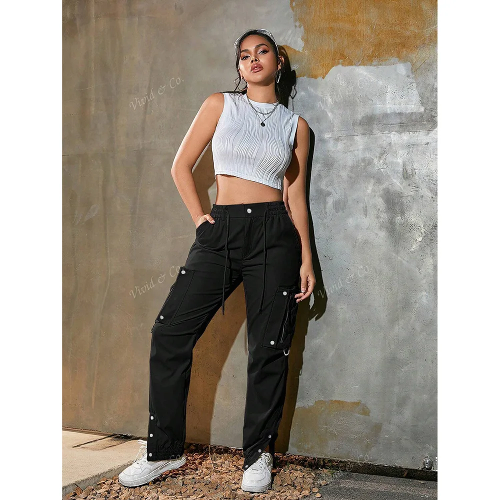 2026 Cross-Border Trendy Biker Cargo Pants - Women's Spring Autumn New Loose Multi-Pocket Casual Bestseller