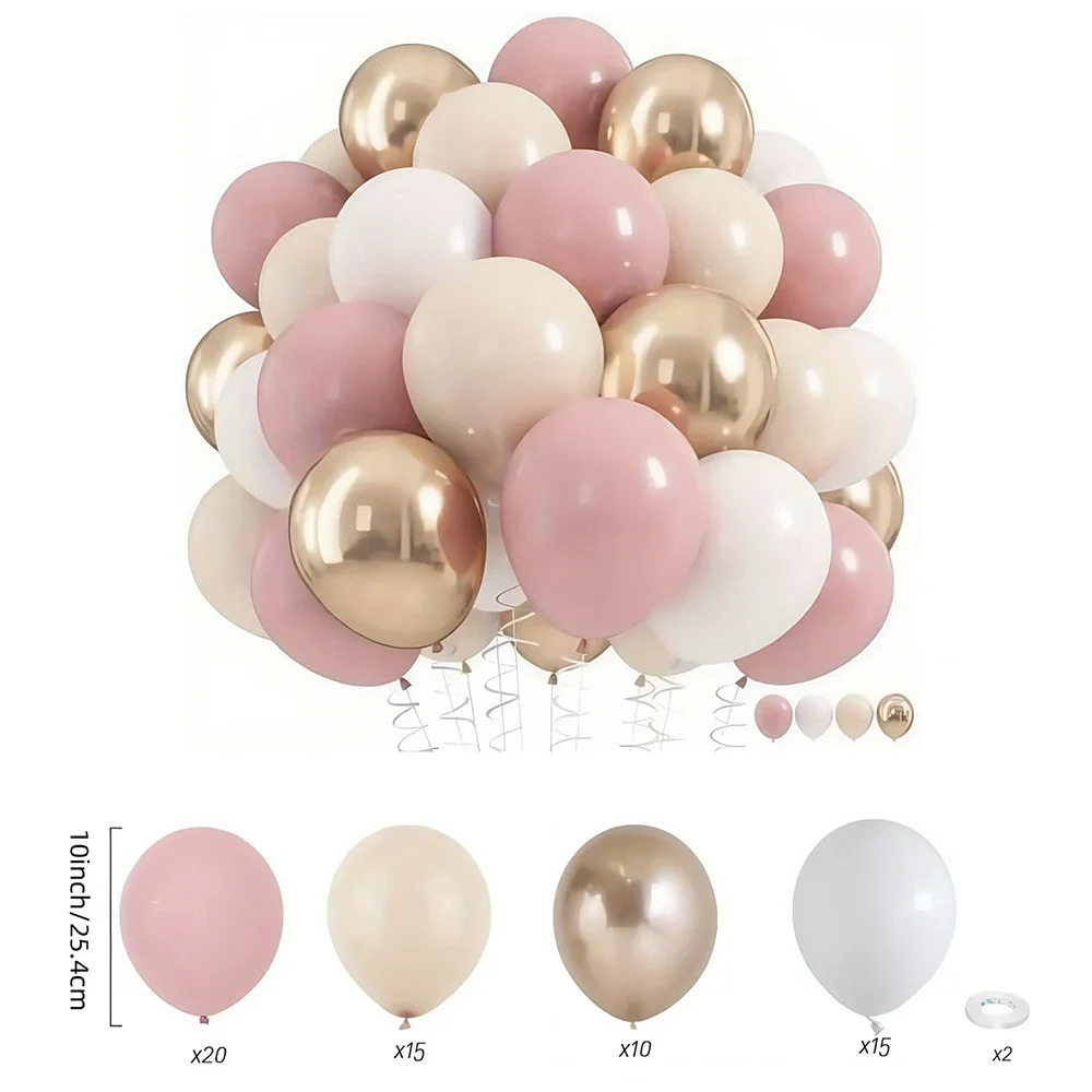 32/52/62 Stück Macaron Pink Retro Sand Weiß Champagner Goldene Luftballons Set für Geburtstag, Party, Hochzeit, Valentinstag, Jahrestag