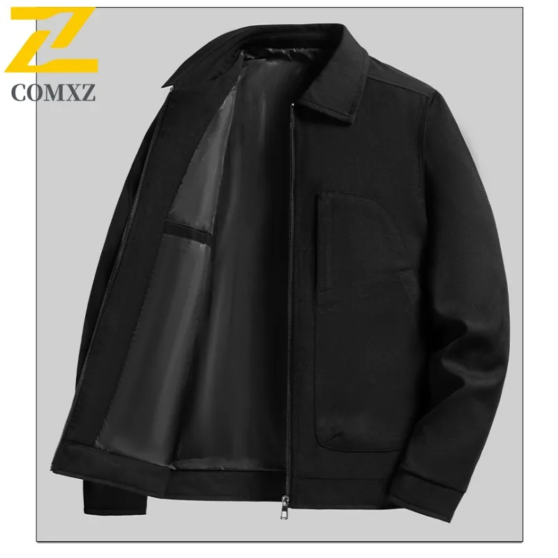 COMXZ Men Jacket Fashion Windproof Light Luxury Business Golf Outdoor Hike Breathable Jacket Handsome Turndown Collar Outerwear