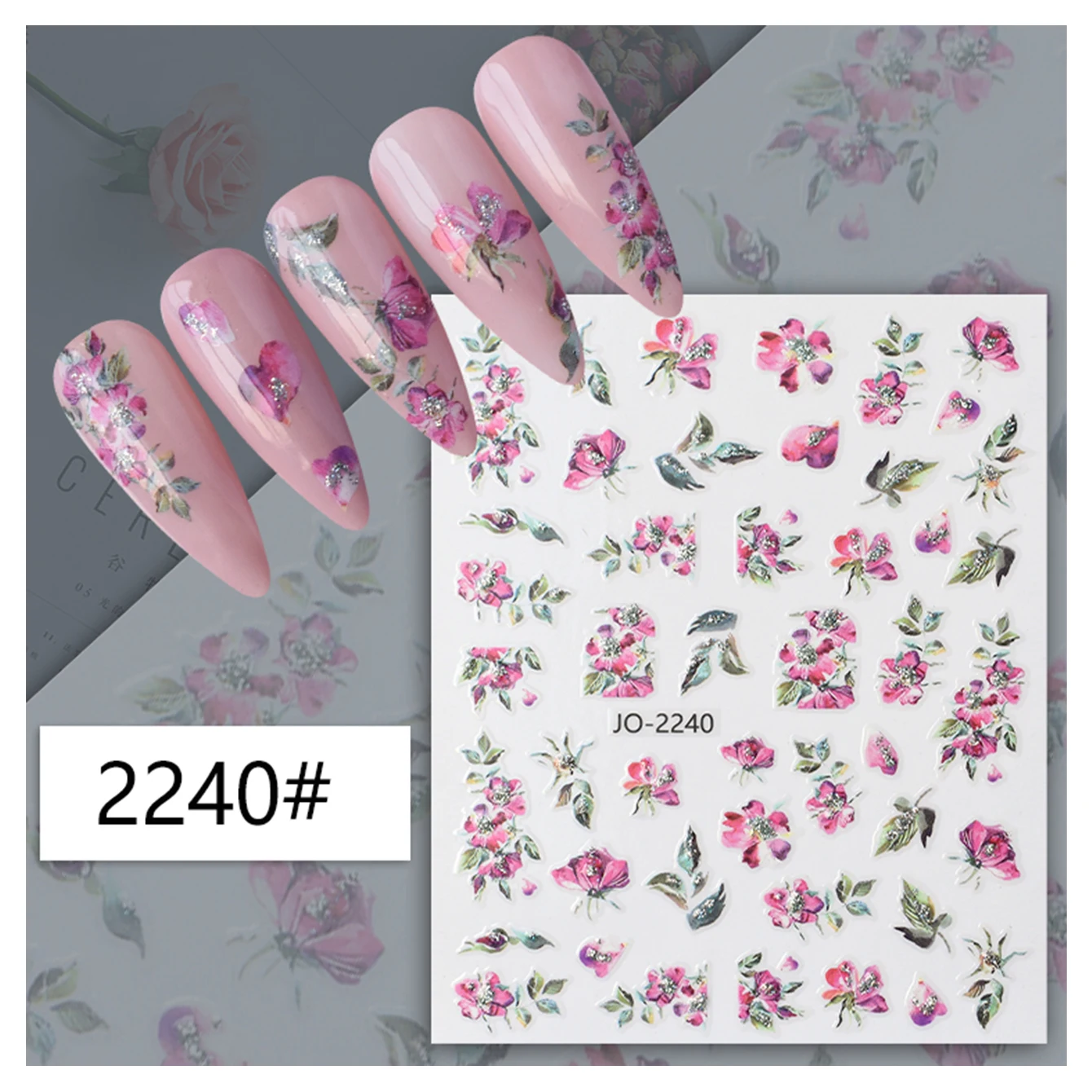 Aquarel Bloem Nagel Sticker Madeliefje Kersenbloesem Blaadje Vlinder Charme Lente Zomer Slider Y 2K Manicure Decoratie Tips