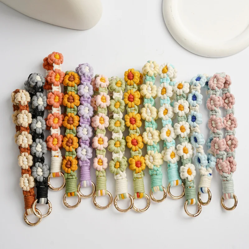 Sznurek do telefonu komórkowego, kwiat, ręcznie robiony, ozdoba do zawieszenia, stokrotka