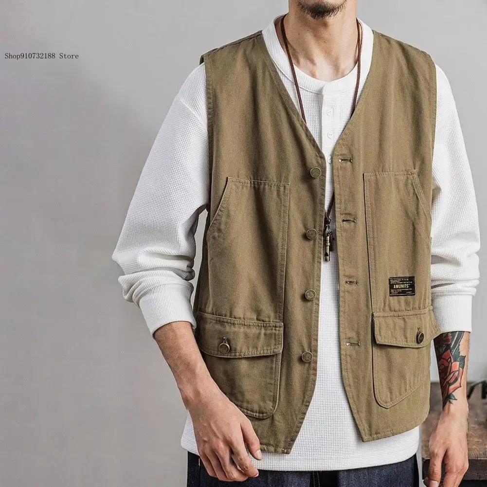 Spring/summer Retro Vest Sleeveless Work Suit Vest Coat Jacket Men