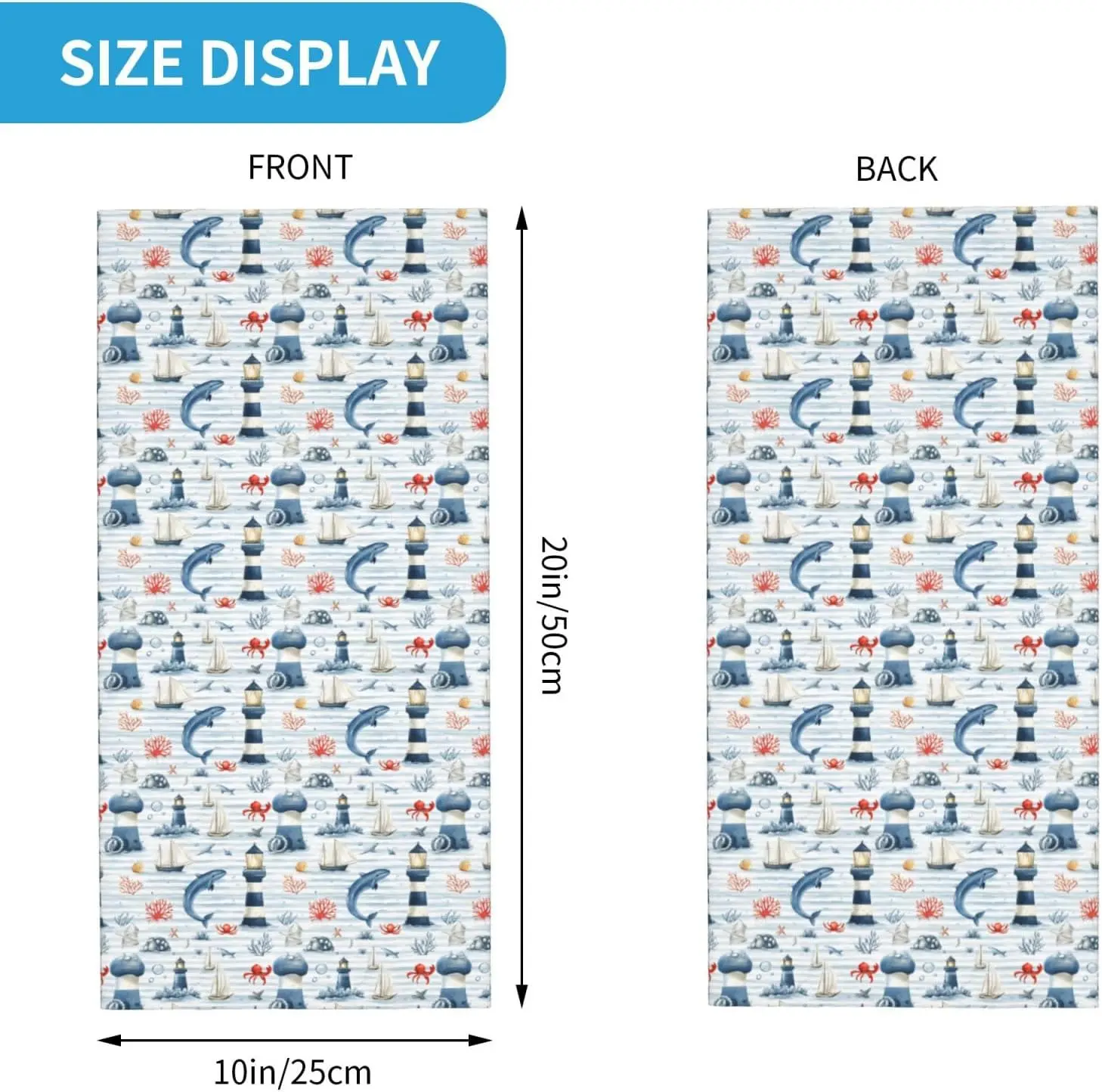 Kominiarki na szyję dla mężczyzn i kobiet z nadrukiem delfinów i latarni morskich, bandany, balaclava, półmaska na twarz, osłona na szyję, szalik.