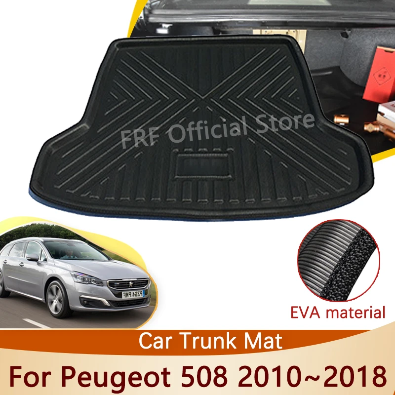 Auto For Peugeot 508 2010~2018 2014 2013 2009 Car Accessories Trunk Mat Floor Tray Waterproof Liner Cargo Boot Carpet Stickers