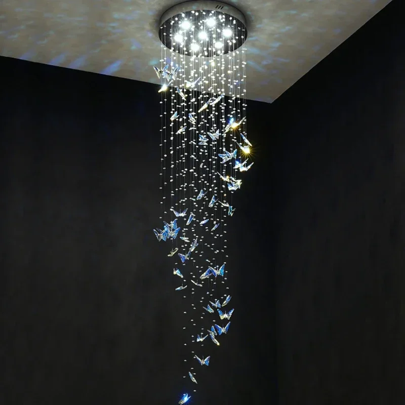 

Modern K9 Crystal Butterfly Chandelier Staircase Crystal Chandelier High Ceiling Pendant Chandeliers Large Chandelier High-grade