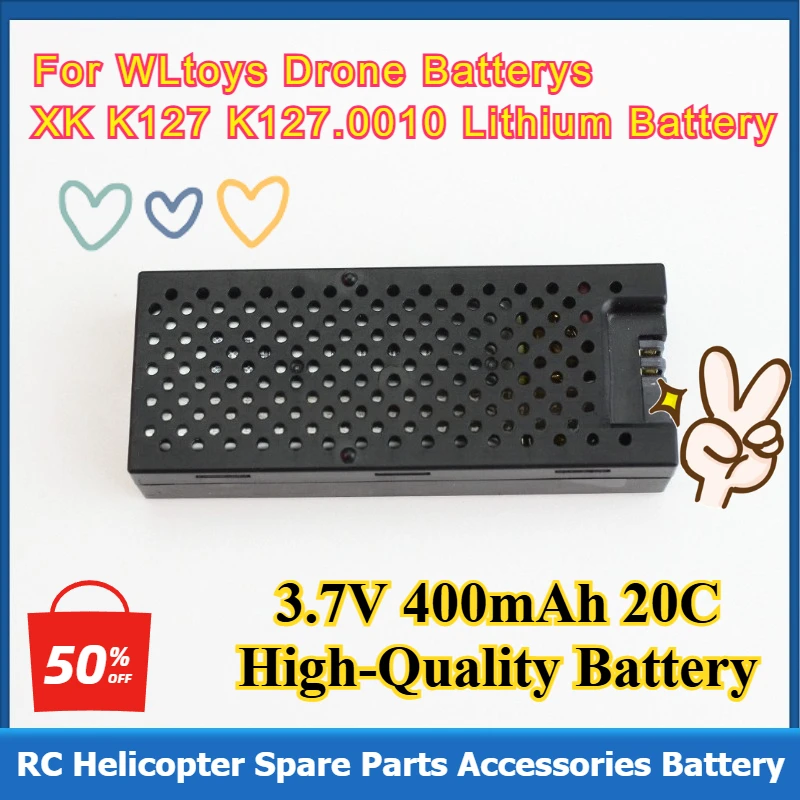 

3.7V 400mAh 20C Battery For WLtoys XK K127 K127.0010 Lithium Battery Pack RC Helicopter Spare Parts Accessories Drone Batterys