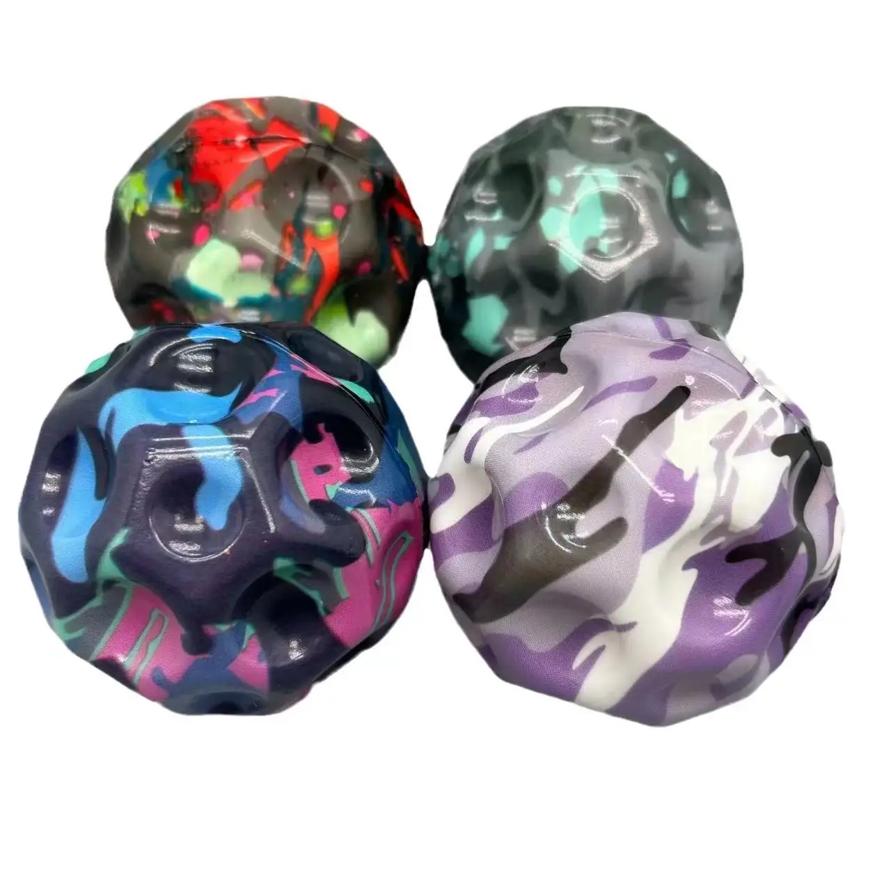 Camouflage-Mondform, poröser elastischer Ball, kompakter Anti-Drop-PU-Ball, ergonomisches Design, Dekompression für Kinder, drinnen und draußen