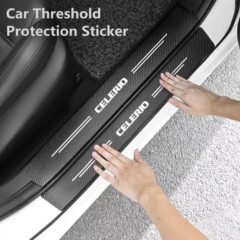 DIY Paste Protector Strip Auto Door Sill Side Protect Film Carbon Fiber Car Sticker For Suzuki Celerio 2014-2020