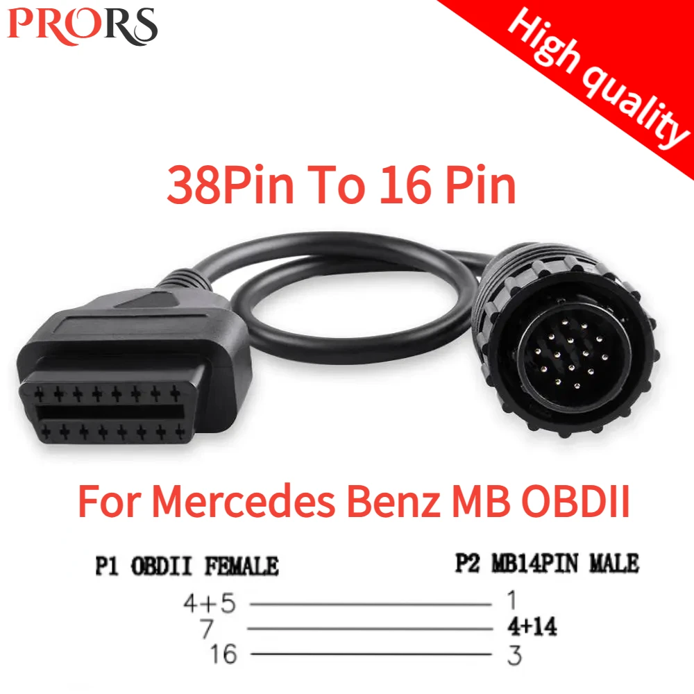 latest For Mercedes FOR BENZ Sprinter 14pin To 16Pin car Tool Diagnostic cable 14 Pin To OBDII OBD2 OBD II ODB 2 16 Pin Adapter