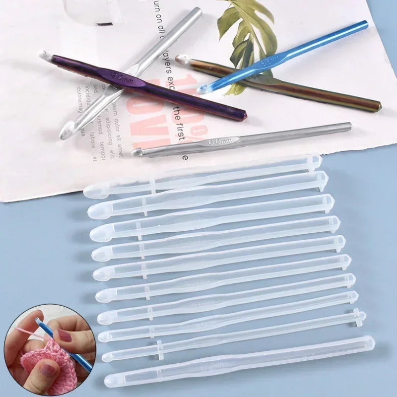 10 Styles Hand Woven Sweater Tools DIY Crochet Hooks Resin Molds Knitted Sweaters Scarves Casting Silicone Molds Handicrafts