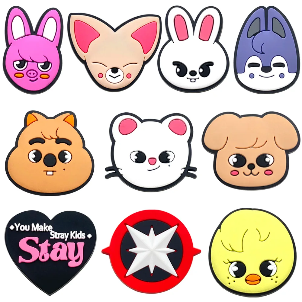 

Набор из 10 шт. аксессуаров для обуви Stray Kids KPOP: цветочные пряжки для обуви SKZOO, мультяшные животные, DIY-аксессуары