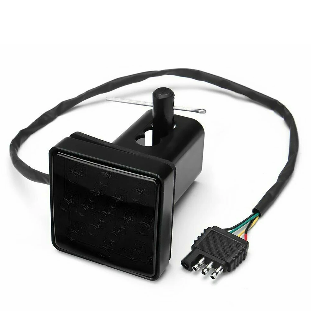 2Inch Smoked 15-LED Brake Light DRL Trailer Hitch Cover Fit Towing & Hauling With Pin 12V-A54R
