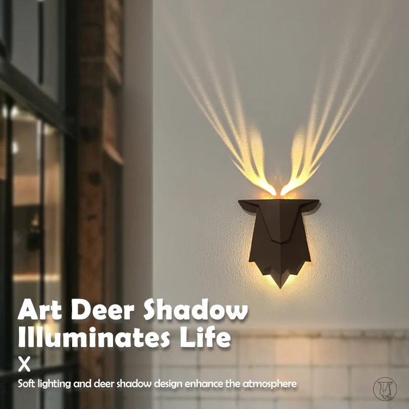 Deer Shadow Luce notturna ricaricabile 3 livelli di luminosità Lampada da parete per dormire Dimmerazione continua accanto alla lampada per l'arredamento della camera da letto