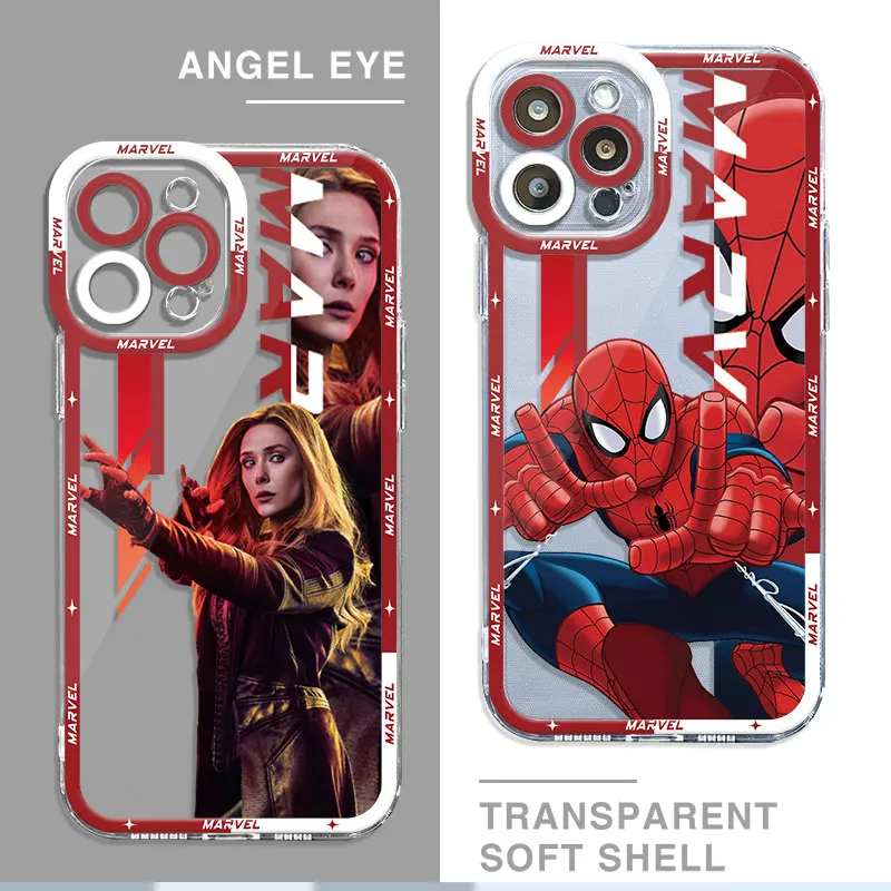 Fuuny Marvel Hero Case for iPhone 15 Pro 11Pro Max XR 12 13 Mini XSmax 14 7 Plus SE 6 8 X XS Phone Clear Fundas Cover