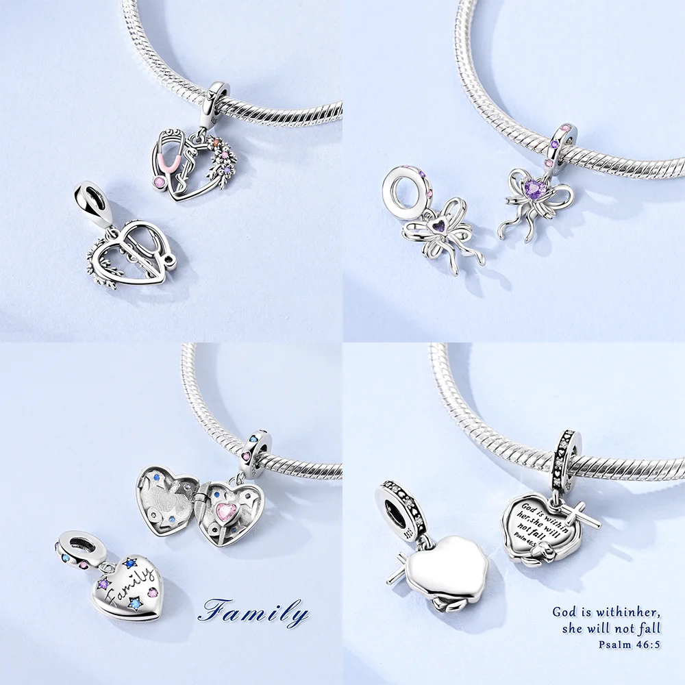 سحر الأصلي 925 الفضة على شكل قلب الملونة منطاد الهواء الساخن الخرز القوس رومانسية قلادة صالح سوار قلادة مجوهرات هدايا