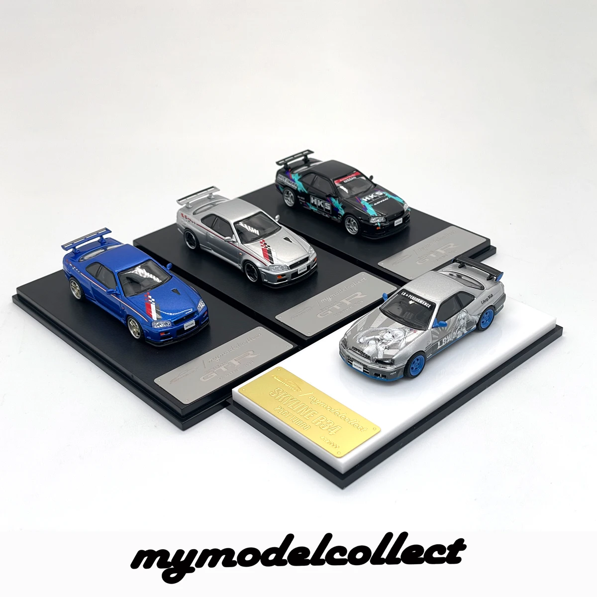 mmc-1-64-スカイライン-gt-r-r33-r34-フルコレクション-4スタイル-hks-lbk-ダイキャストモデルカーセット-在庫あり-即日発送可能