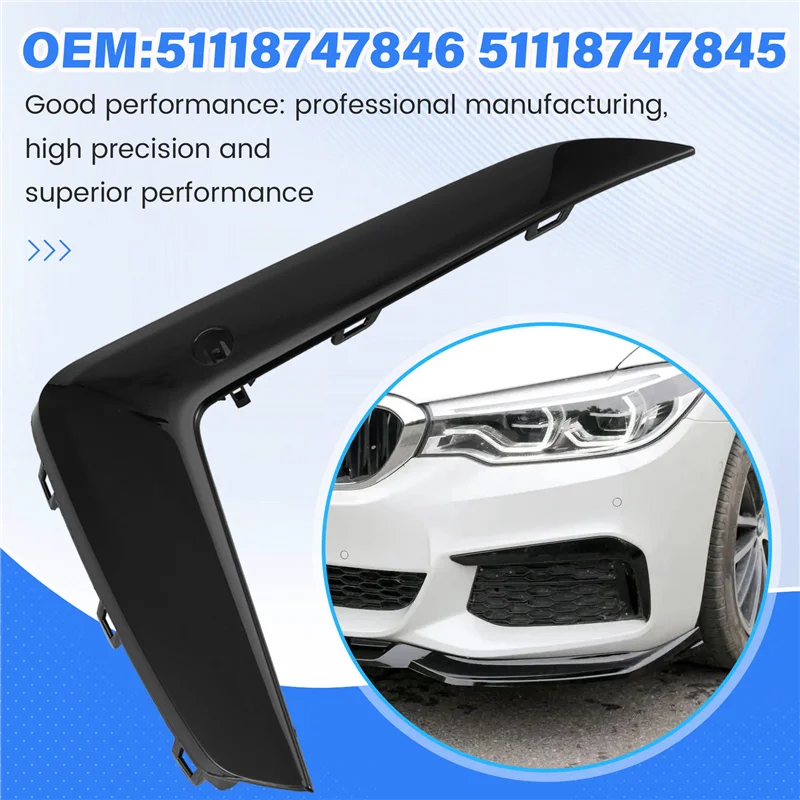 

A60E-For BMW 5 Series G30/G38 Front Bumper Left/Right Moulding Strip 51118747845 51118747846 Front Bumper Molding Trim