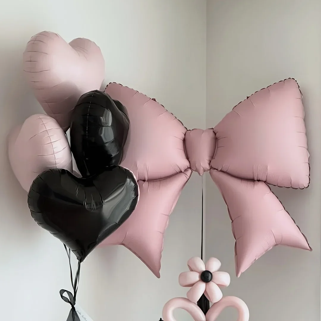 4 قطع الطفل الوردي الأزرق القوس بالون ربطة القوس فيونكة الوردي بالون القوس الصغير بالون الزفاف العروس دش فتاة حزب هدية بالون الديكور #4