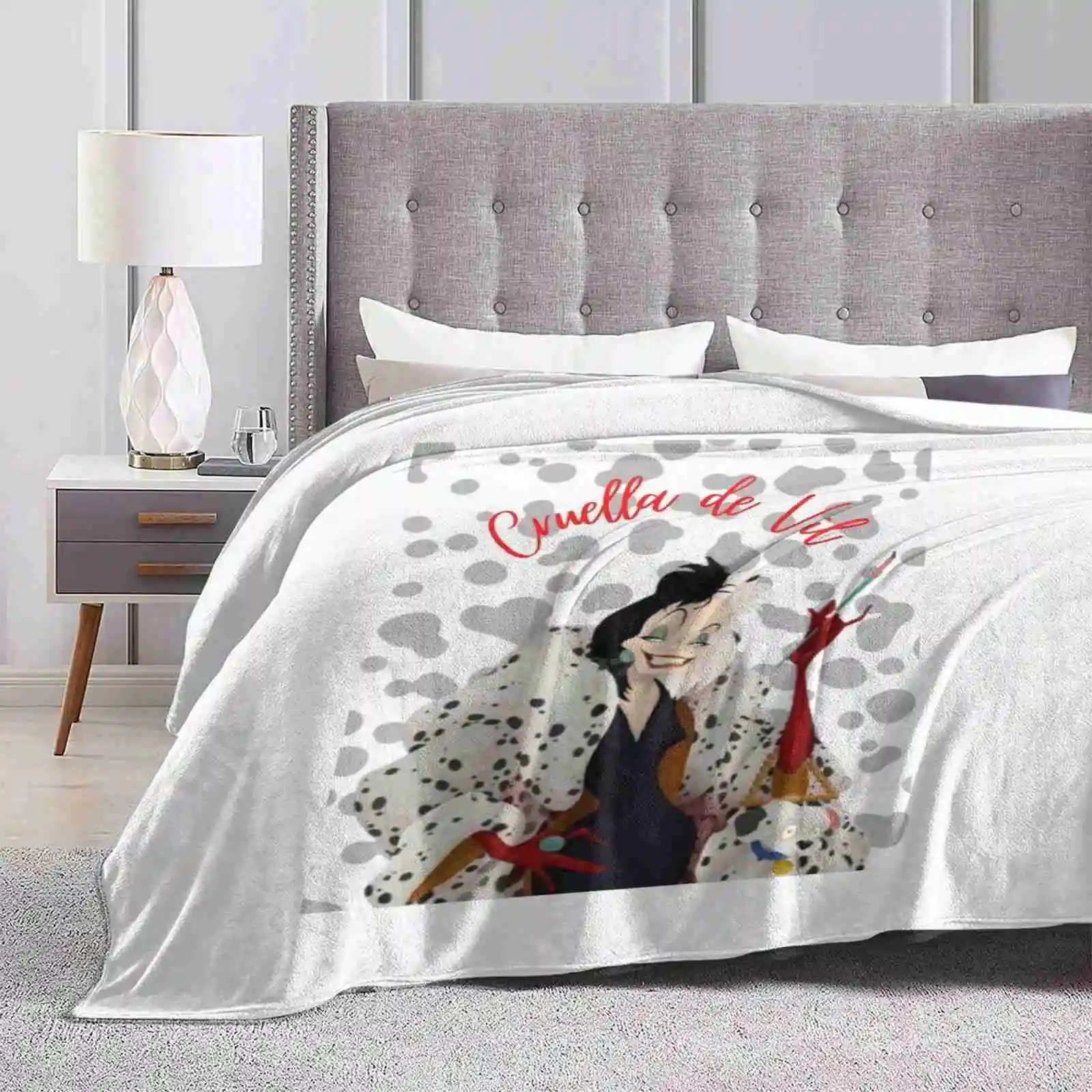 Cruella De Vil Dalmata Sticker Latest Super Soft Warm Light Thin Blanket Vile Cruella Villain Dogs Dalmatian Coat 101 Dalmatians