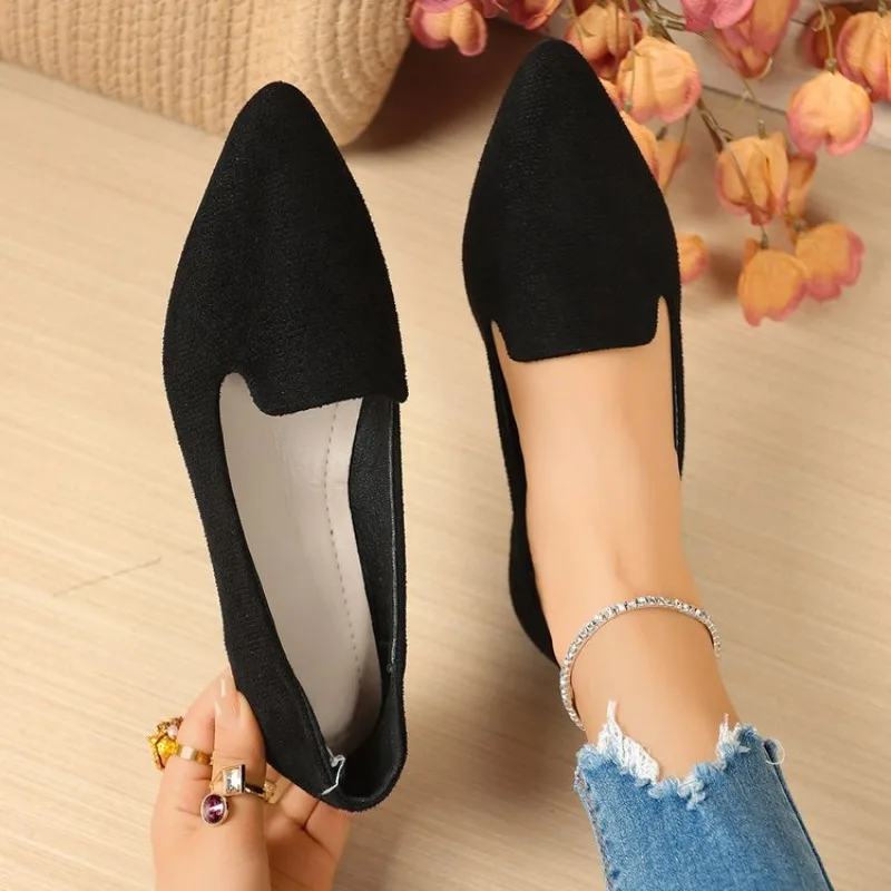 Women Flats Shoes Pointed Toe Solid Color Women 2026 Spring Autumn Casual Comfortable Sneakers Leopard Brown Flat Heel Loafers