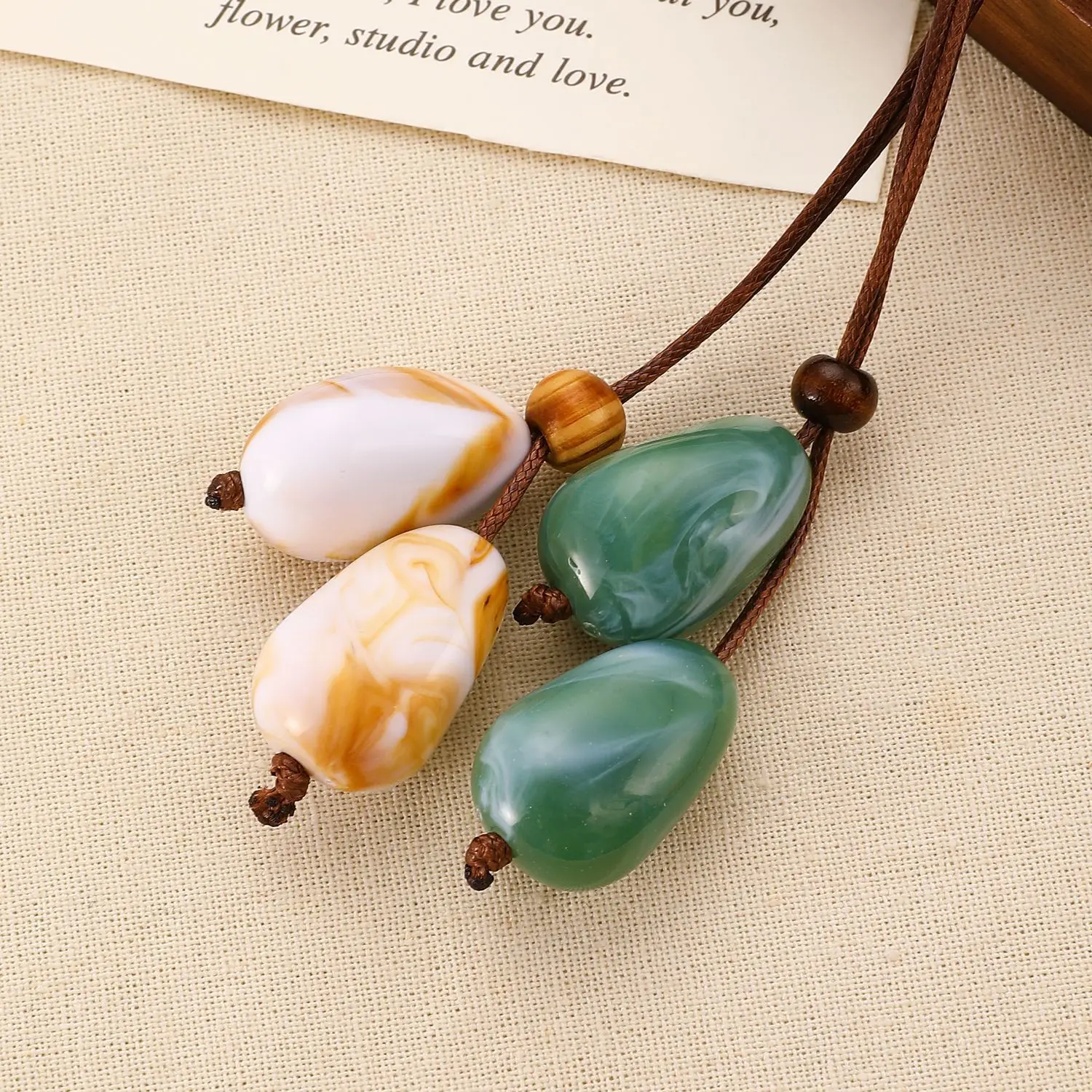 طويل المرأة النمط الصيني خمر غير النظامية حبل مضفر المختنق الخريف الشتاء سترة سلسلة قلادة الأخضر الأبيض حجر مجوهرات #4