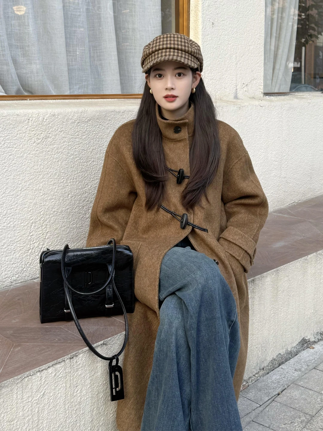 

plus Size Korean Sle Vintage Button up Stand Collar Woolen Coat Women's Spring New Medium Length Outerwear