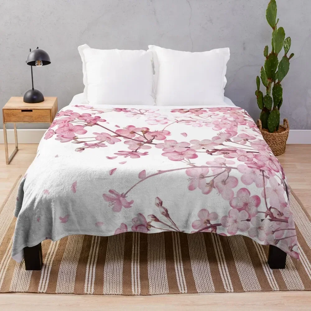 

Sakura Cherry Blossom Throw Blanket Air Conditioner Soft Blanket for Office Home