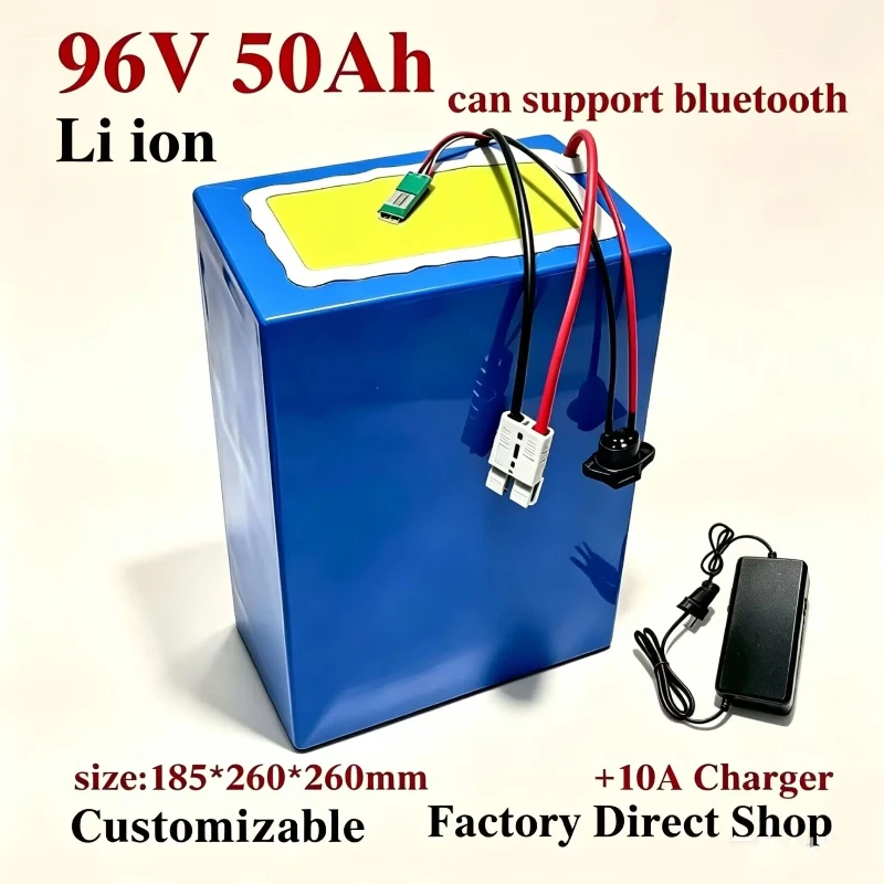 waterproof 96v 50ah lithium ion Rechargeable bateria li ion BMS for robot scooter bike forklift van AGV + 10A Charger
