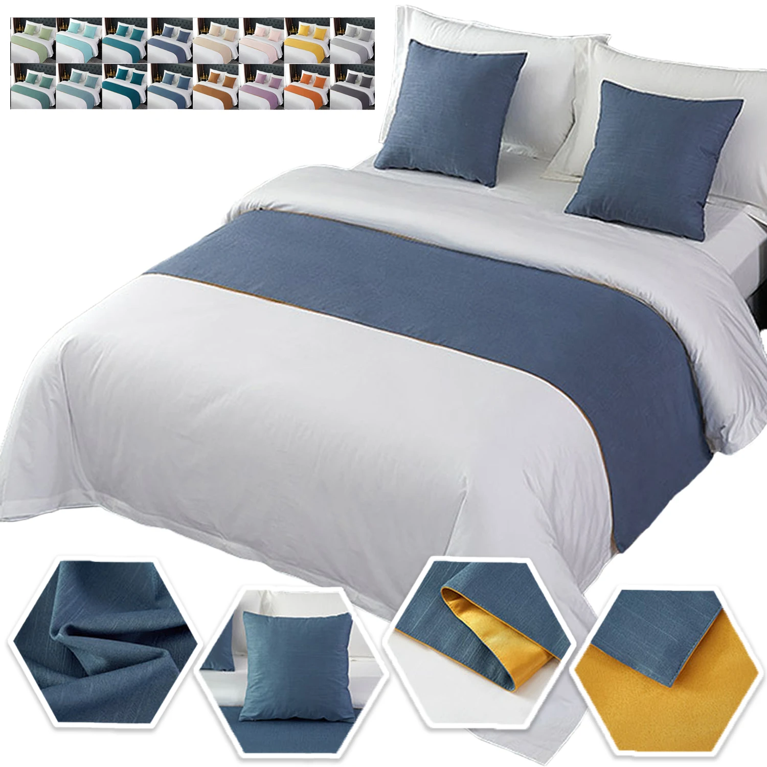 1Set European Style Bedding Luxury 50cm Bed Runner Throw Home Hotel Decoration BedFlag Wedding Bedroom Bed Tail Towel Pillowcase