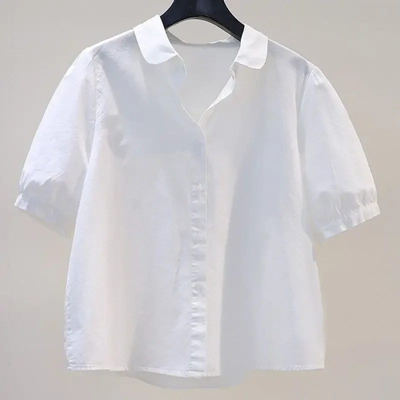 Camicie da donna manica corta stile coreano estate tutto-fiammifero Mujer Blusas basic Harajuku top college solido femminile semplice casual