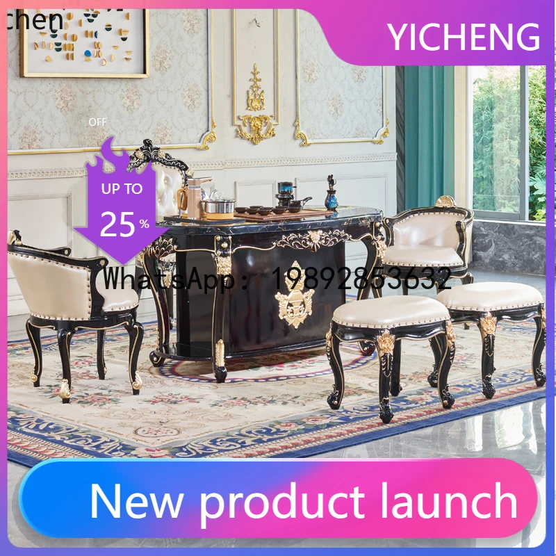 

A2-26 tea table villa living room household solid wood marble tea table chair kung fu tea table a multi-function