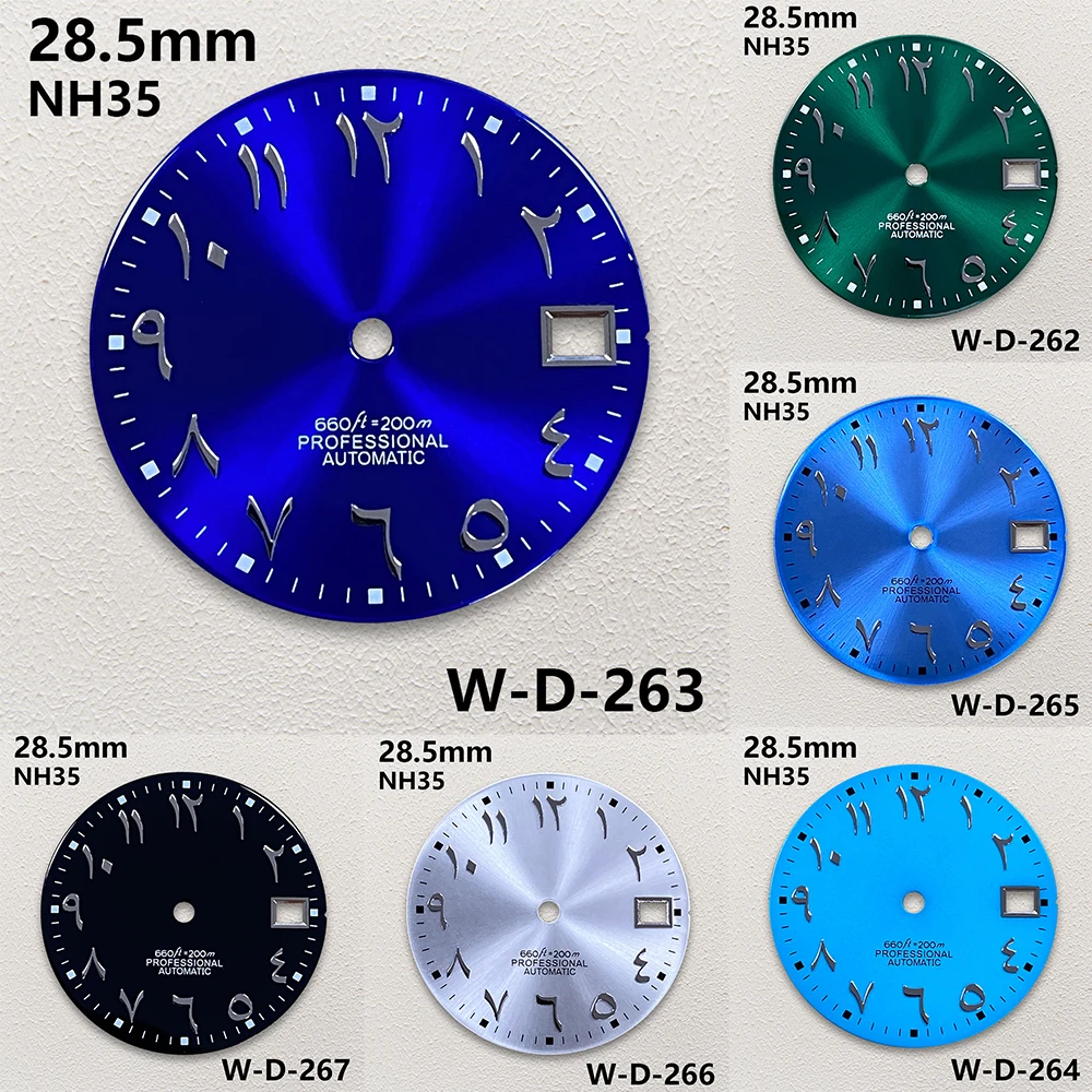 

28.5mm S Logo Arab Sunburst Dial Suitable For NH35/NH36/4R/7S Movement Fit 3/3.8/4.2 O'clock Watch Modification Accessories