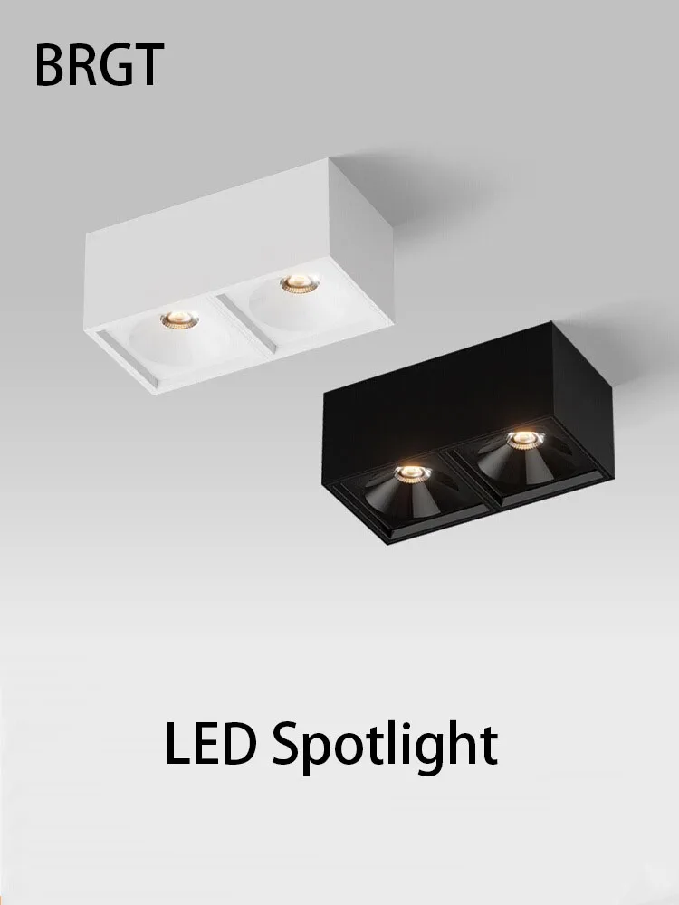 Led Spotlights Double Headed Surface Mounted Ultra-thin Spot Light Anti Glare COB CeilingLamp White Black Downlight Home Lights