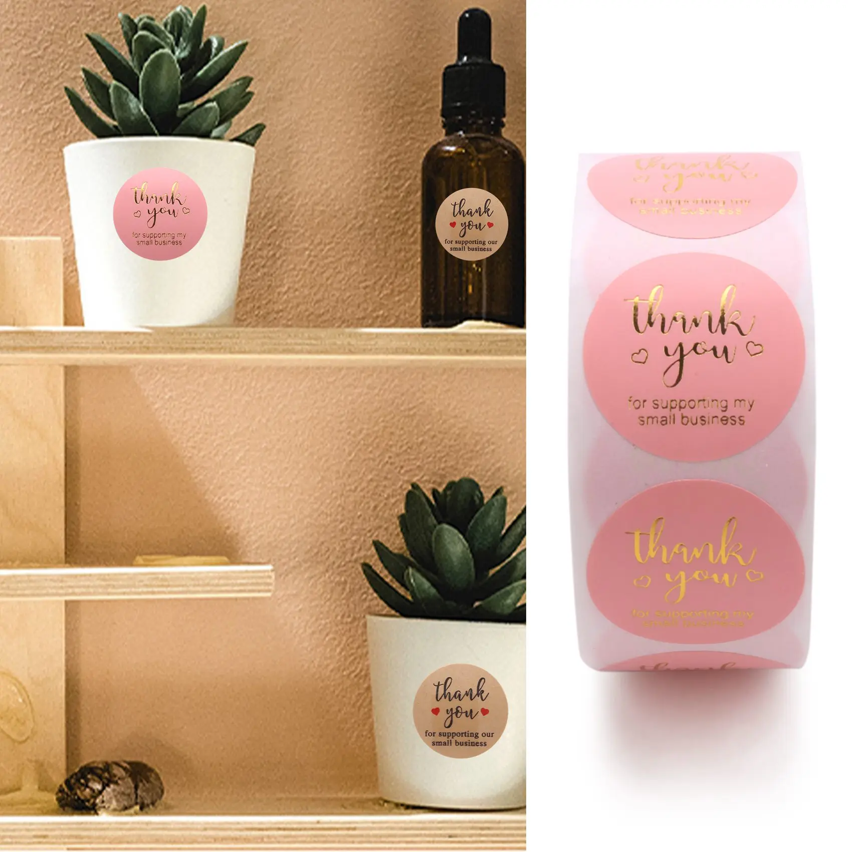 Thank You Stickers Small Business - 5 Rolls 2500 Pieces Thank You Stickers Labels for Bubble Mailers Packaging , 1 In