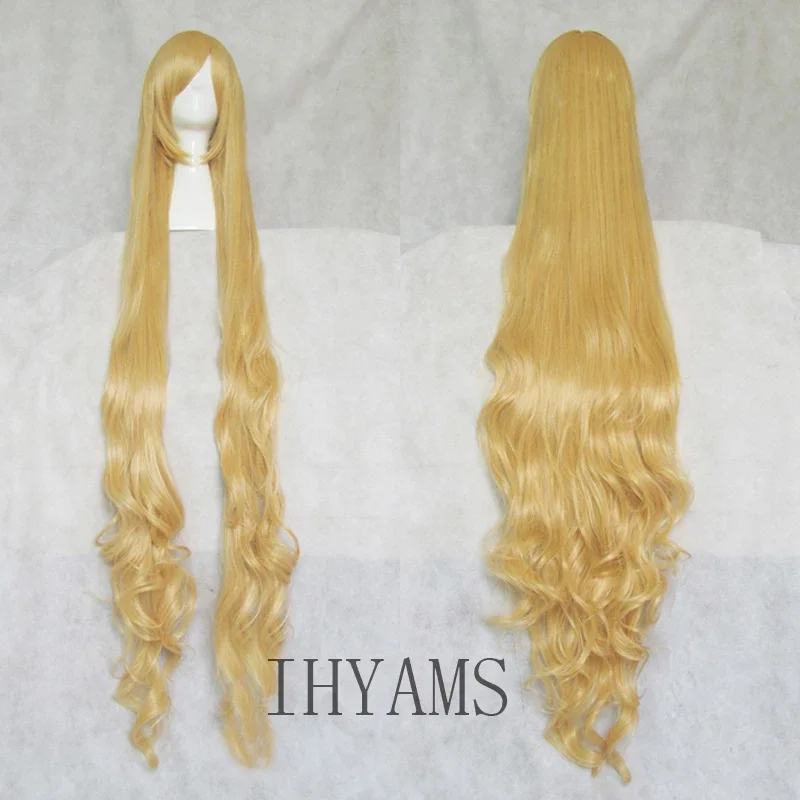 IHYAMS 150cm Golden Long Curly Victorique De Blois Synthetic Hair Cosplay Costume Wigs Heat Resistance Fiber