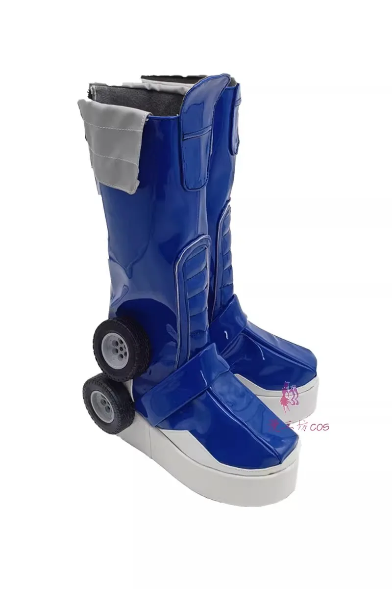 Anime Cross Frame Girl Optimus Prime Cosplay Costume Shoes Blue Handmade Faux Leather Boots