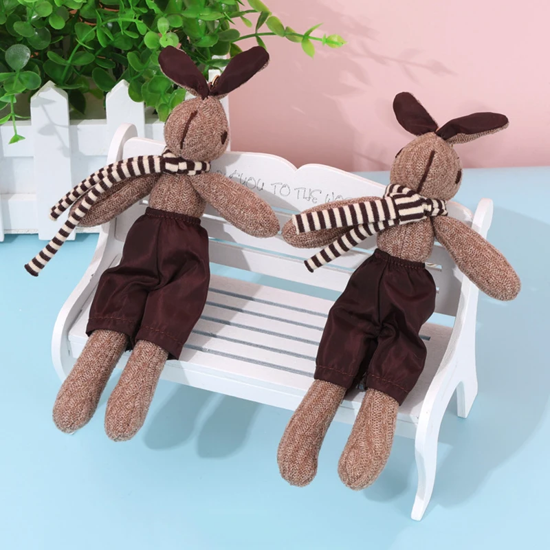 

Korean Creative Lattice Bunny Keychain Exquisite Cute Cartoon Scarf Rabbit Doll Key Ring Bag Pendant For Women Jewelry Gift