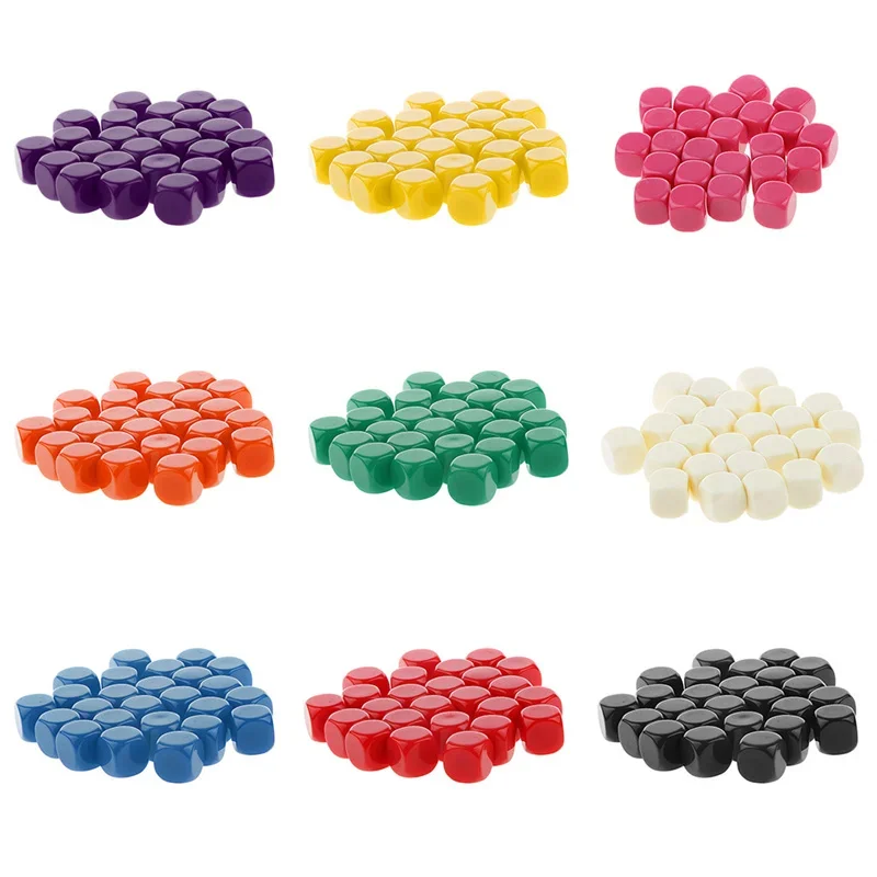 50Pcs Acrylic 16mm Colorful D6 Blank Pearl Dice With Round Corner Game Accessories