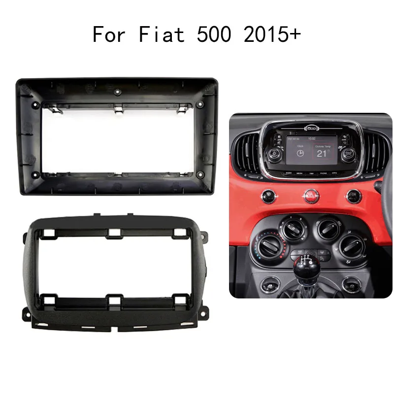 Android Stereo Refitting Panel For Fiat 500 2015-2020 9 Inch Auto Radio Dash Panel Fascia Frame Kit