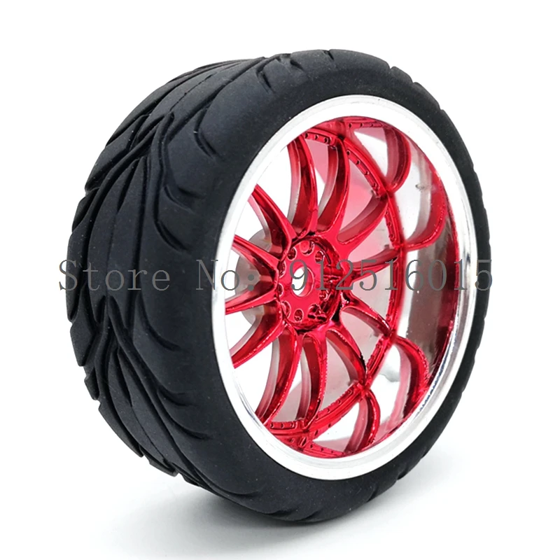 4PCS RC Tyre & Wheel Rim for 1/10 Scale Nitro Power On Road Car HSP Sonic Outer Diameter: 65 mm, Width: 26 mm