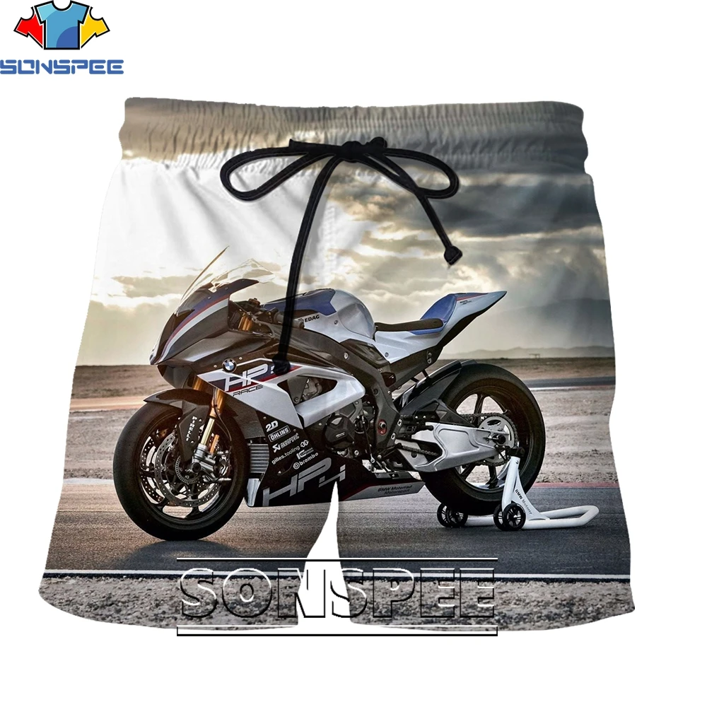 SONSPEE 3D Printing Motorcycle Summer Men\'s/women\'s Sports Shorts Casual Beach Pants Popular Punk Fashion Trend Personality