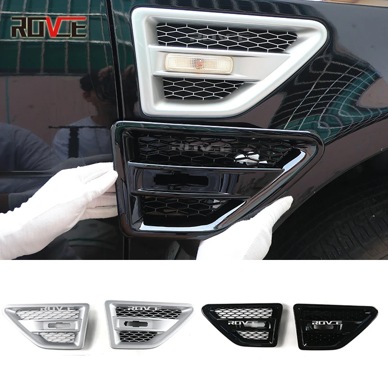 ROVCE Car Fender Side Vent Hole Sticker Air Flow Cover For Land Rover Freelander 2 L359 2006-2014 Fender Light Grille Decoration