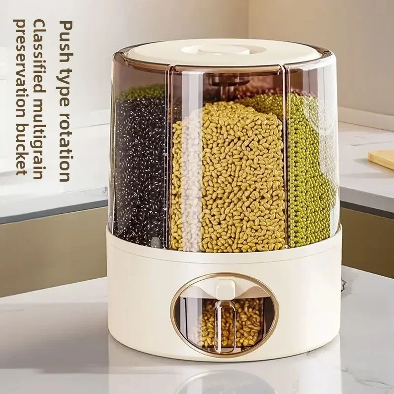 Sealed Rotary Rice Storage Tank Bug Moisture Proof Household Kitchen Grain Cereal Storage Bucket